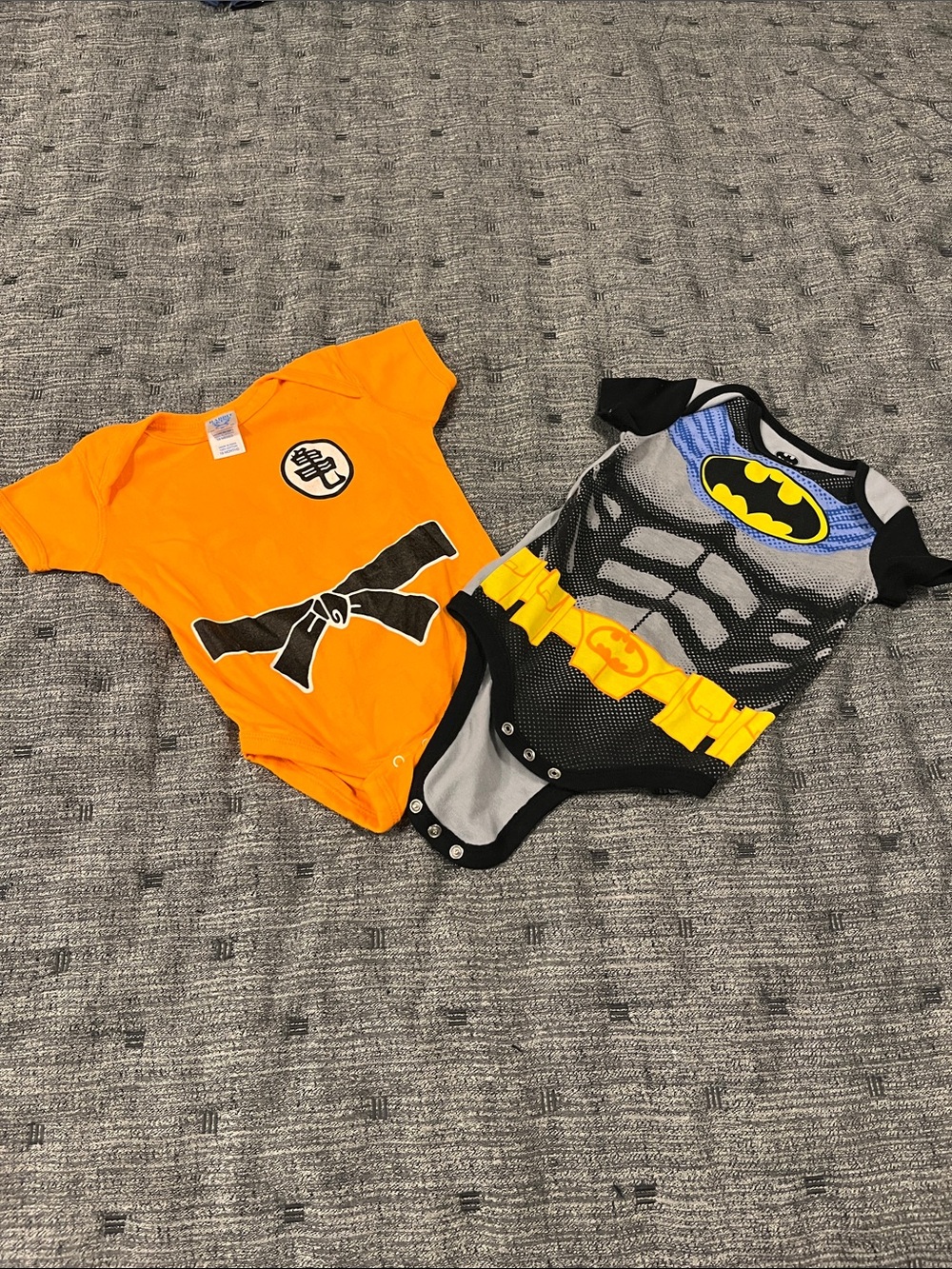 Baby Superhero Bodysuits Set - Orange, Black/Gray.